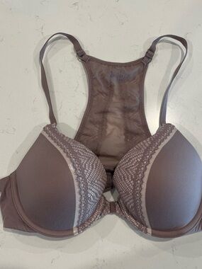 Victoria’s Secret lace Trim Racerback Push-Up Bra - mauve Taupe
